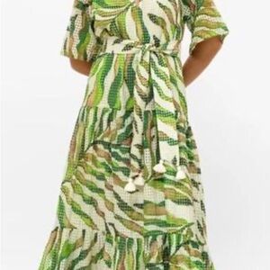Oliphant Green and Cream Maxi Dress